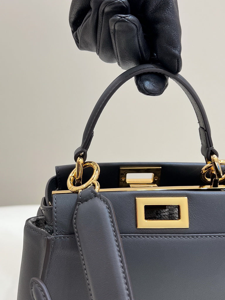 Fendi 8BN244 Peekaboo Mini Dark Gray leather bag 2125CS - Default Title - View 6