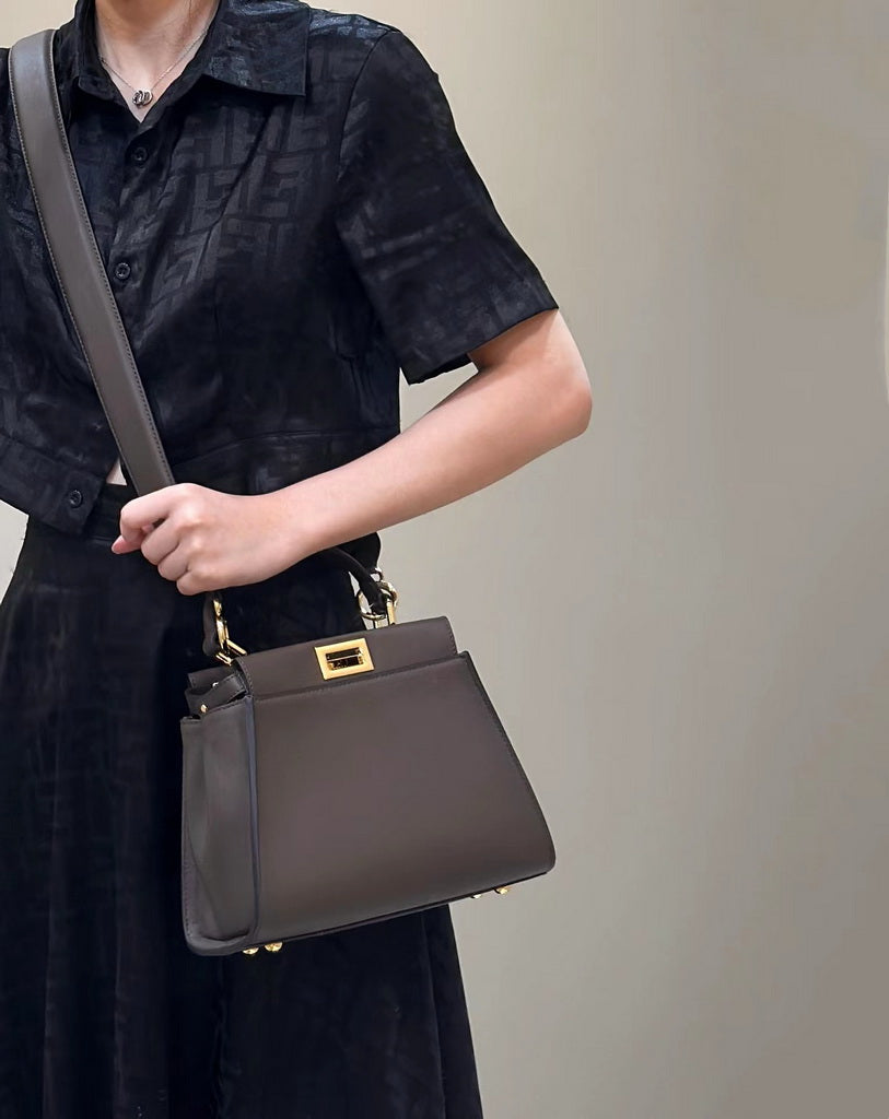 Fendi 8BN244 Peekaboo Mini Gray leather bag 2125CS - Default Title - View 2
