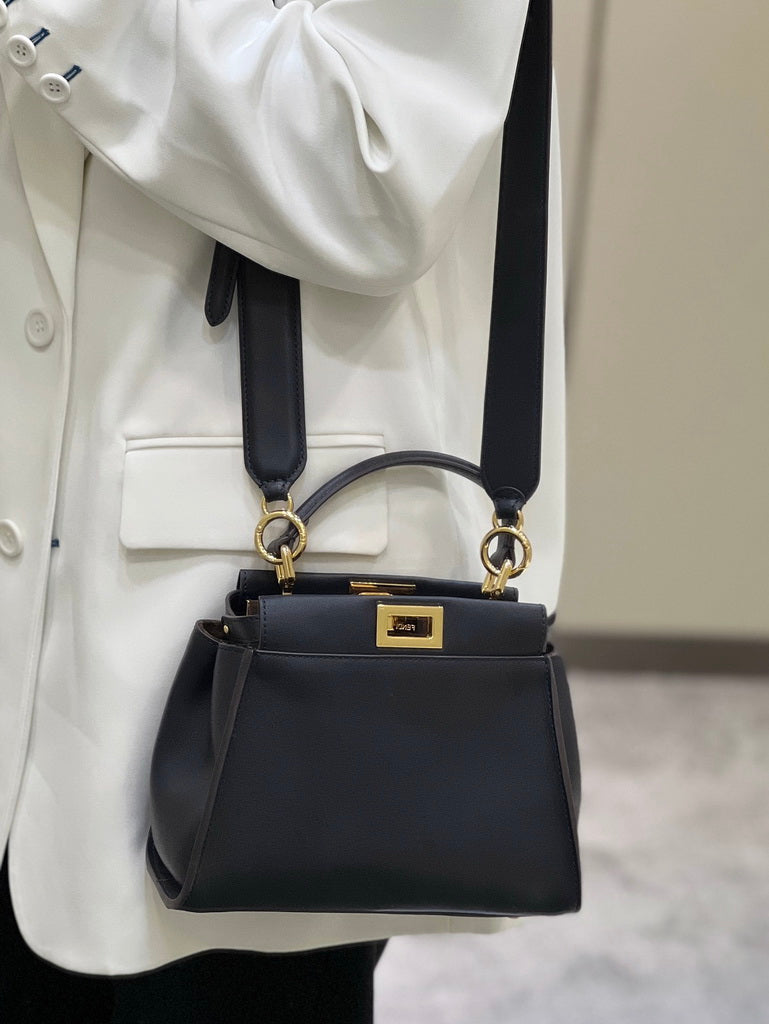 Fendi 8BN244 Peekaboo Mini Navy Blue leather bag 2125CS - Default Title - View 1