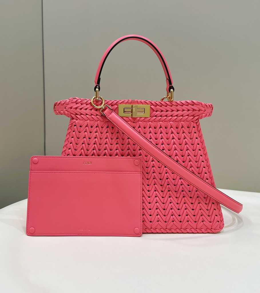Fendi 8BN321 Peekaboo ISeeU Petite Middle Bag Pink Camellia leather - Default Title - View 1