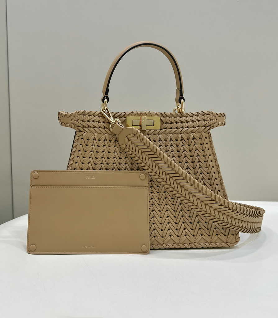 Fendi 8BN321 Peekaboo ISeeU Petite Middle Bag Brown Camellia leather - Default Title - View 1