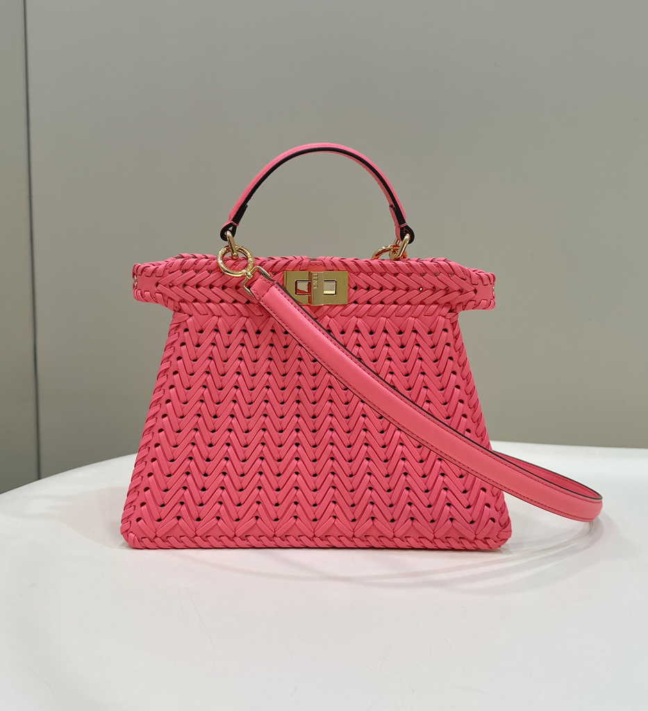 Fendi 8BN327 Peekaboo ISeeU Petite Small Bag Pink Camellia leather - Default Title - View 1