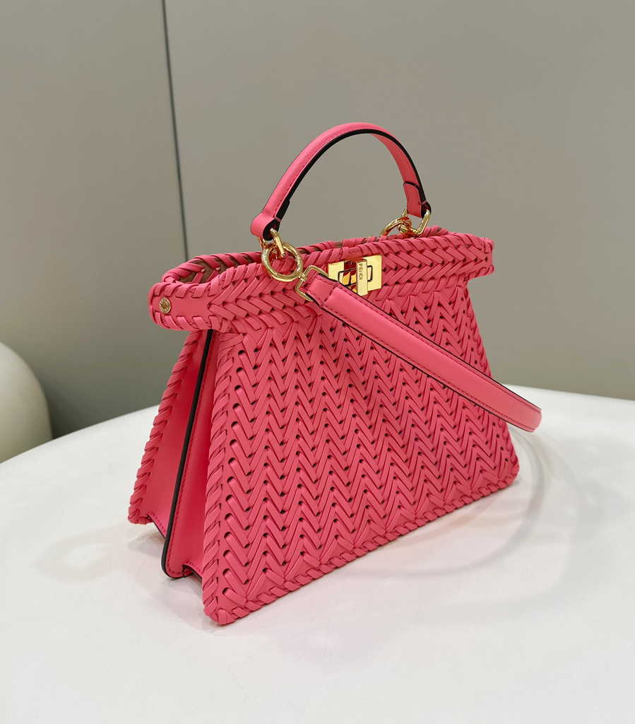 Fendi 8BN327 Peekaboo ISeeU Petite Small Bag Pink Camellia leather - Default Title - View 3