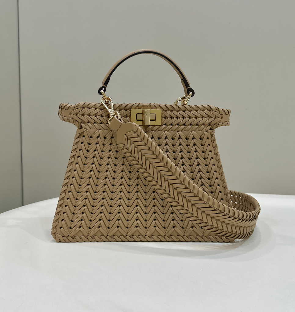 Fendi 8BN327 Peekaboo ISeeU Petite Small Bag Brown Camellia leather - Default Title - View 1