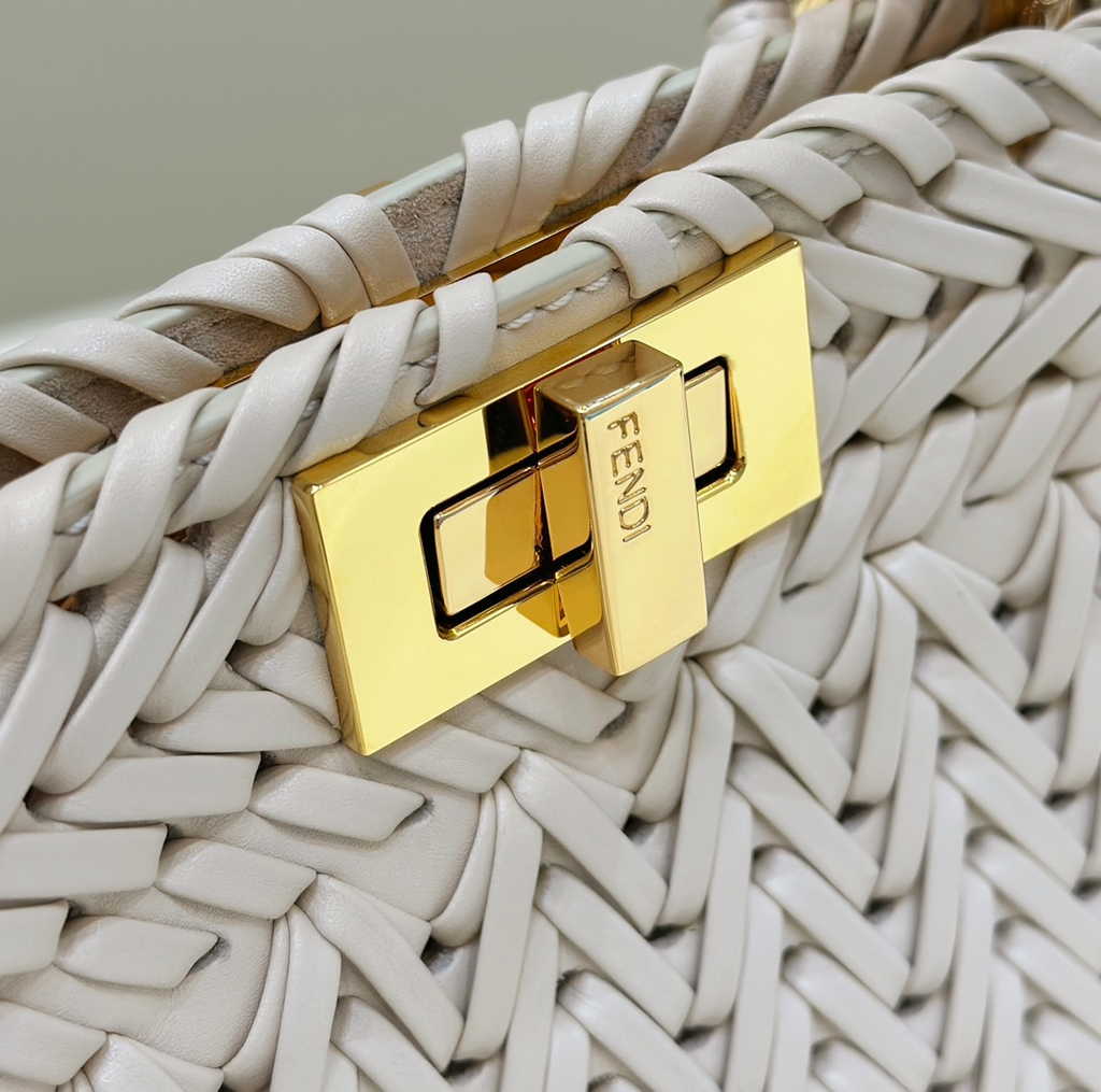 Fendi 8BN327 Peekaboo ISeeU Petite Small Bag Beige Camellia leather - Default Title - View 5