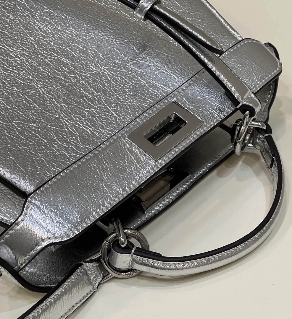 Fendi 8BN327 Peekaboo Iseeu Small Bag Silver - 21 cm × 11 cm × 27 cm / Silver - View 9