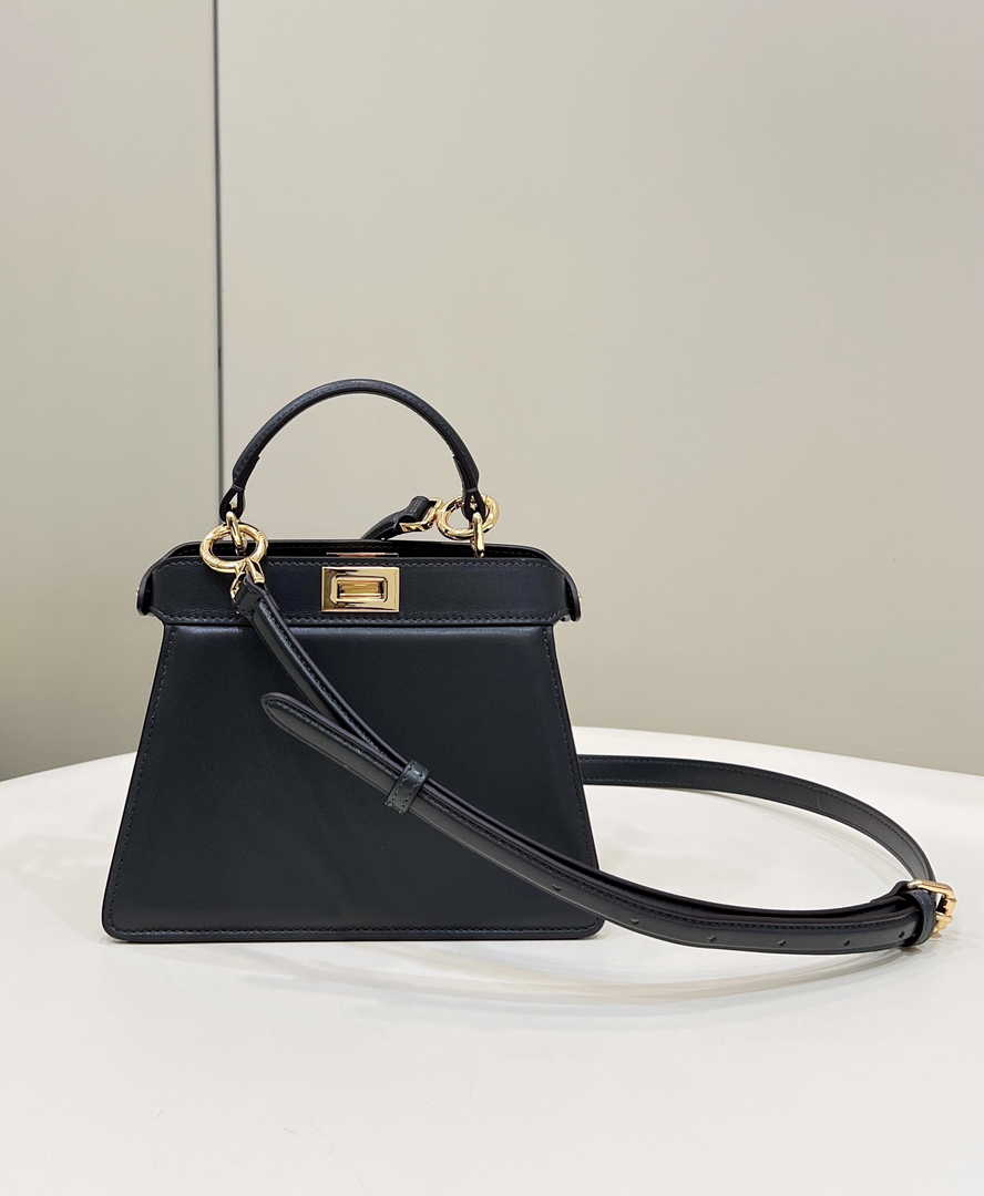 Fendi 8BN335 Peekaboo ISeeU Petite Padded Nappa Leather Bag black gray - Default Title - View 1