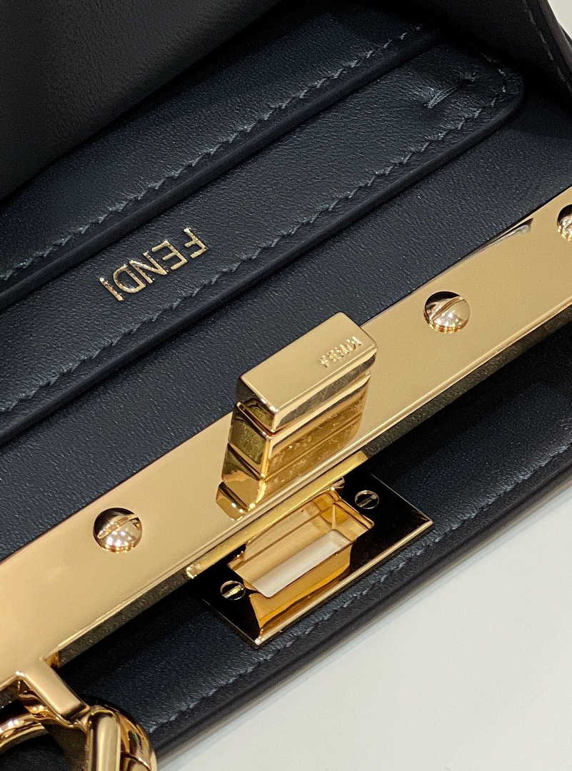 Fendi 8BN335 Peekaboo ISeeU Petite Padded Nappa Leather Bag black gray - Default Title - View 7