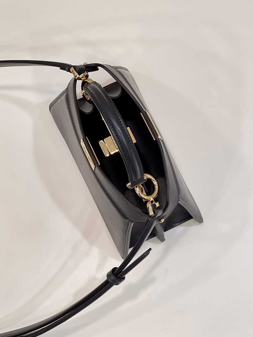 Fendi 8BN335 Peekaboo ISeeU Petite Padded Nappa Leather Bag black gray - Default Title - View 9