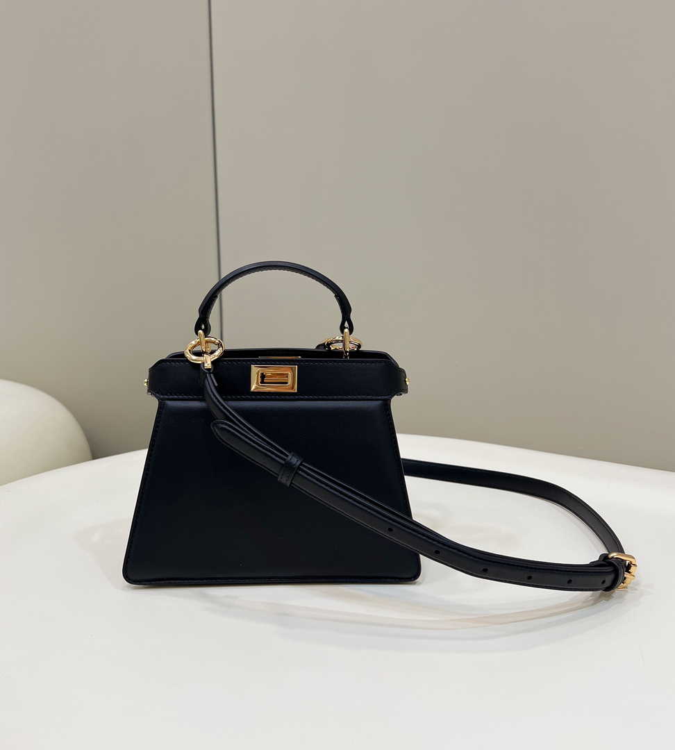 Fendi 8BN335 Peekaboo ISeeU Petite Padded Nappa Leather Bag Black - Default Title - View 1
