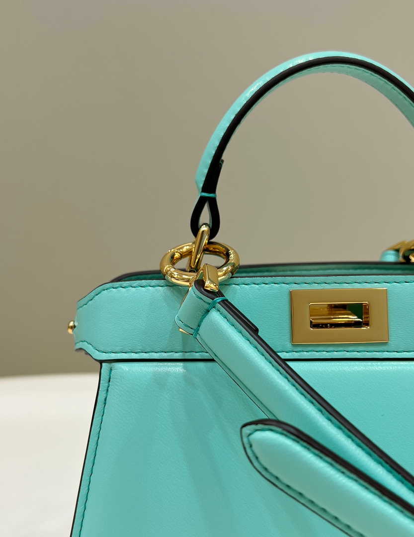 Fendi 8BN335 Peekaboo ISeeU Petite Padded Nappa Leather Bag Blue Green - Default Title - View 5
