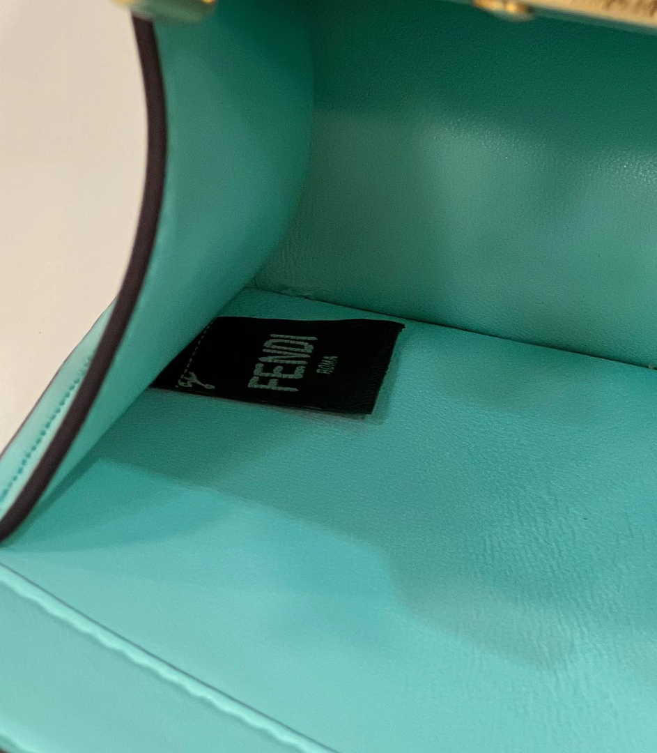 Fendi 8BN335 Peekaboo ISeeU Petite Padded Nappa Leather Bag Blue Green - Default Title - View 6