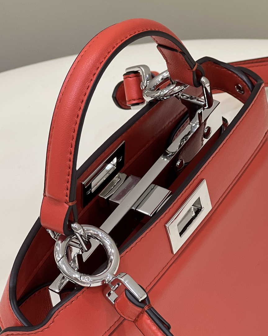 Fendi 8BN335 Peekaboo ISeeU Petite Padded Nappa Leather Bag Red - Default Title - View 6