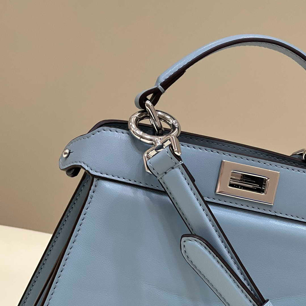 Fendi 8BN335 Peekaboo ISeeU Petite Padded Nappa Leather Bag Blue - Default Title - View 6