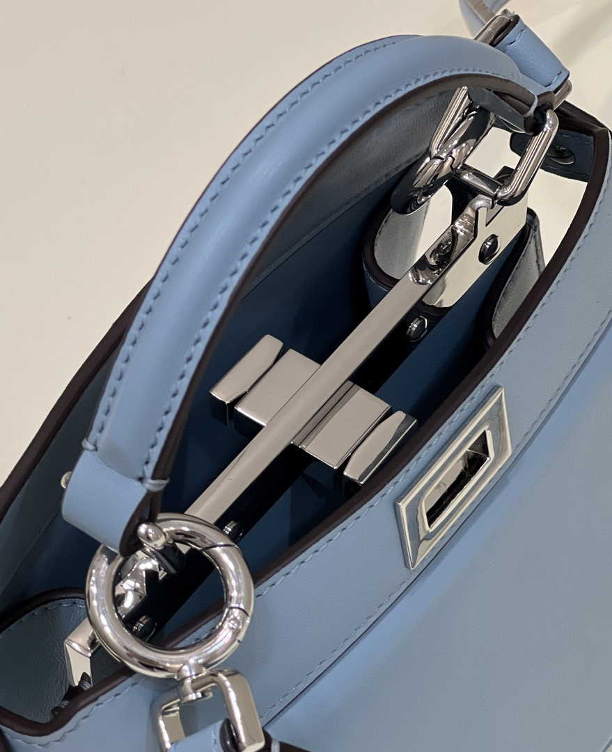 Fendi 8BN335 Peekaboo ISeeU Petite Padded Nappa Leather Bag Blue - Default Title - View 9