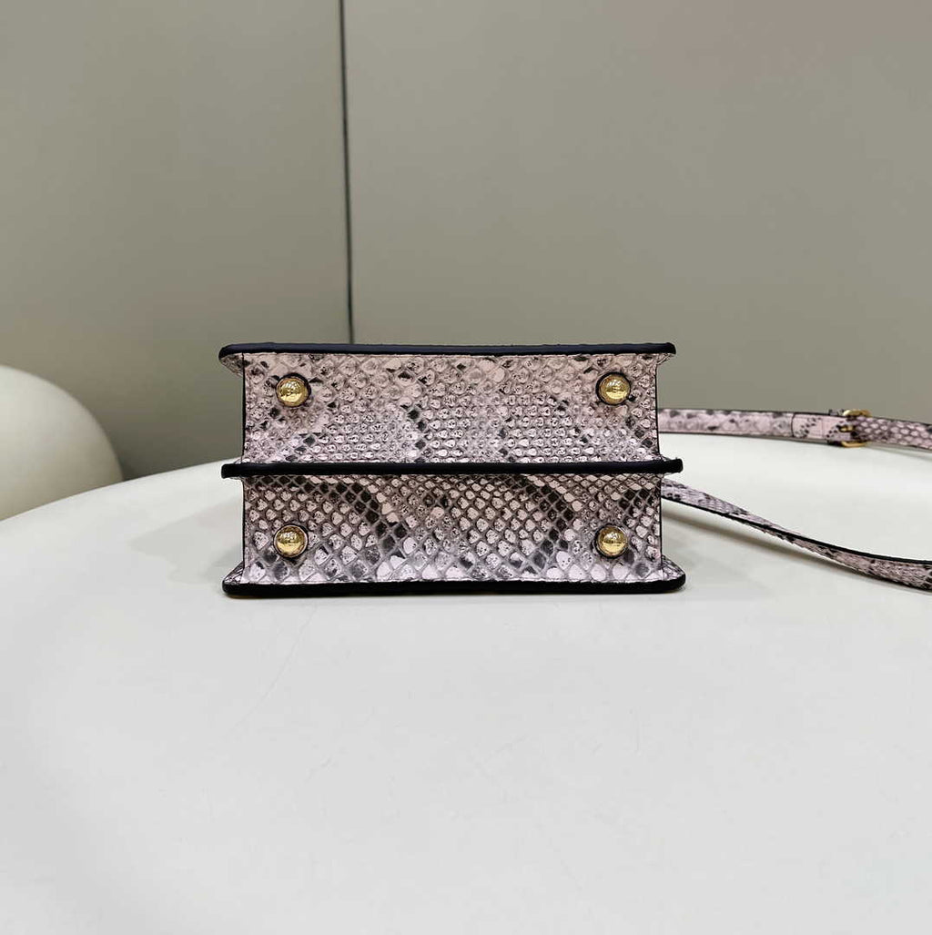 Fendi 8BN335 Peekaboo ISeeU Petite Padded Snake Leather Bag pink - Default Title - View 3