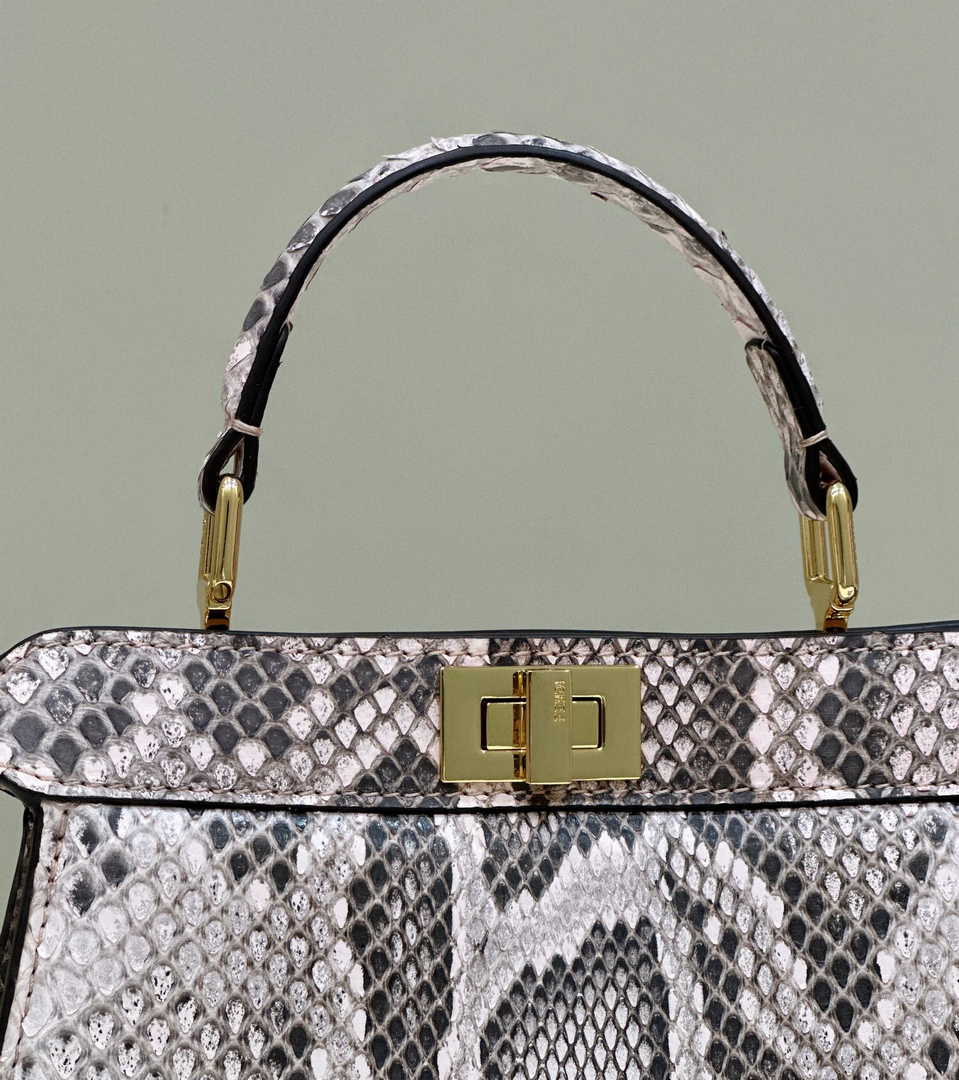 Fendi 8BN335 Peekaboo ISeeU Petite Padded Snake Leather Bag pink - Default Title - View 5