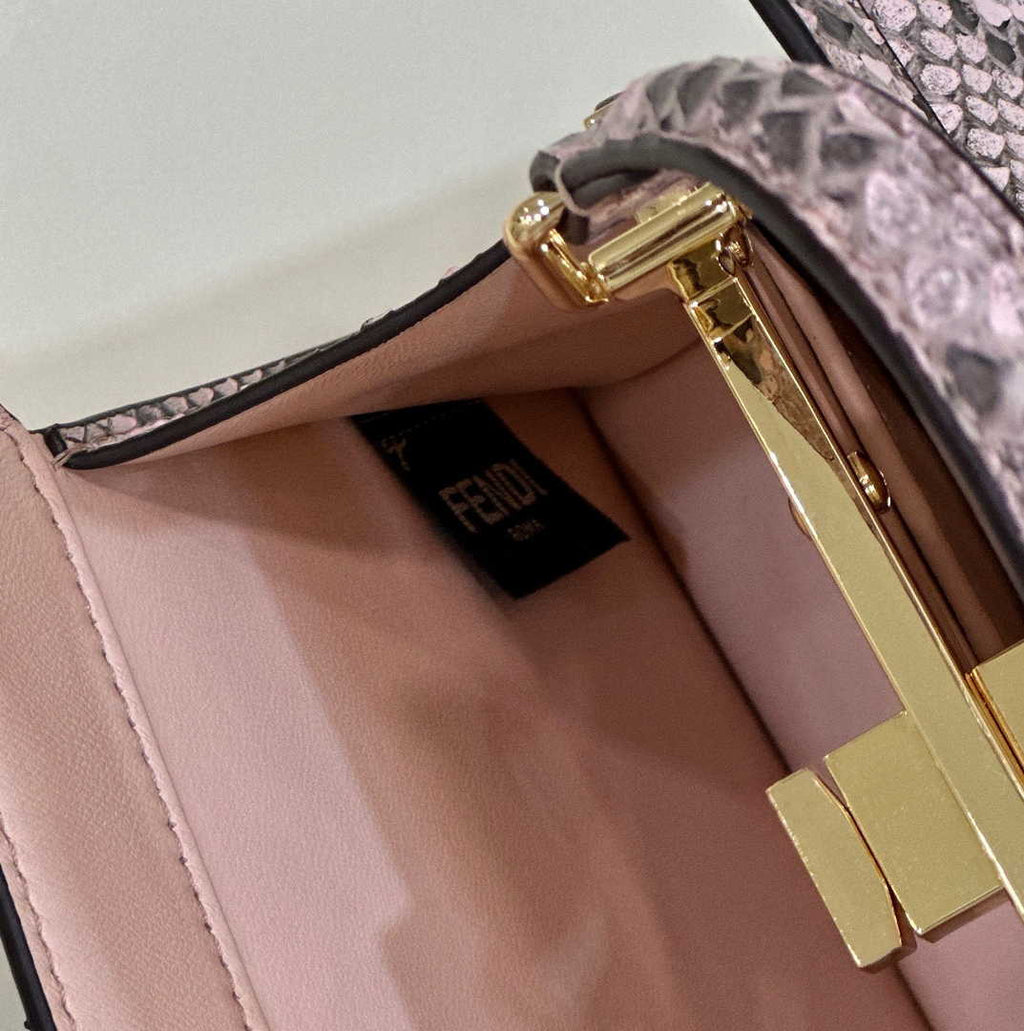Fendi 8BN335 Peekaboo ISeeU Petite Padded Snake Leather Bag pink - Default Title - View 7