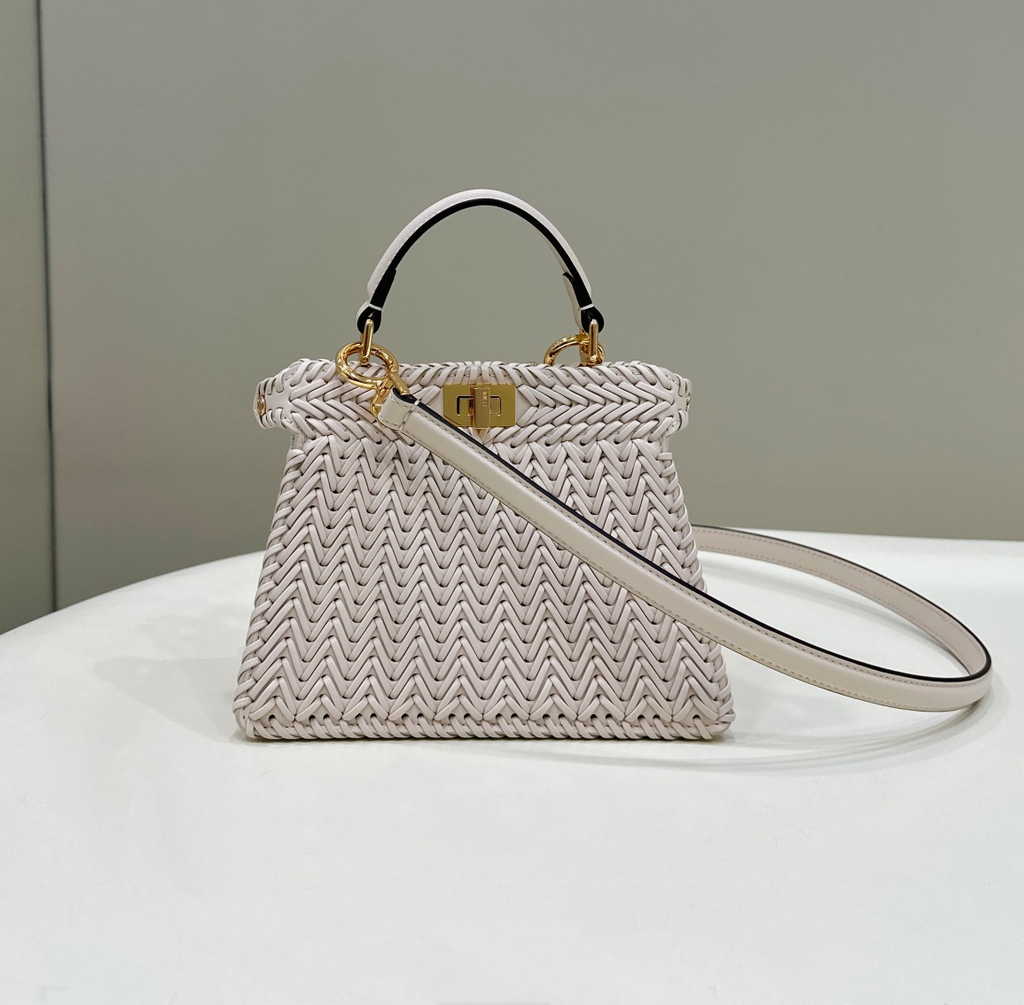 Fendi 8BN335 Peekaboo ISeeU Petite Bag Beige Camellia leather - Default Title - View 2