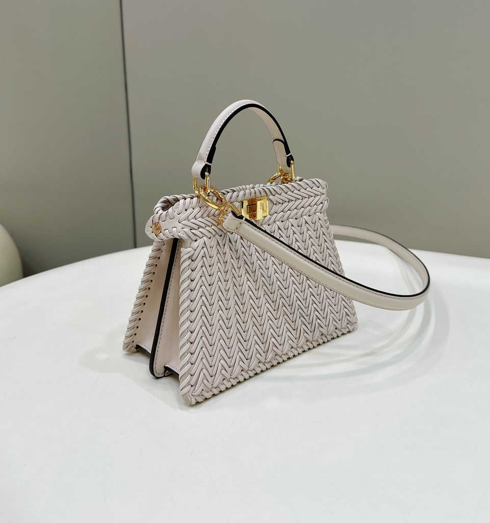 Fendi 8BN335 Peekaboo ISeeU Petite Bag Beige Camellia leather - Default Title - View 4