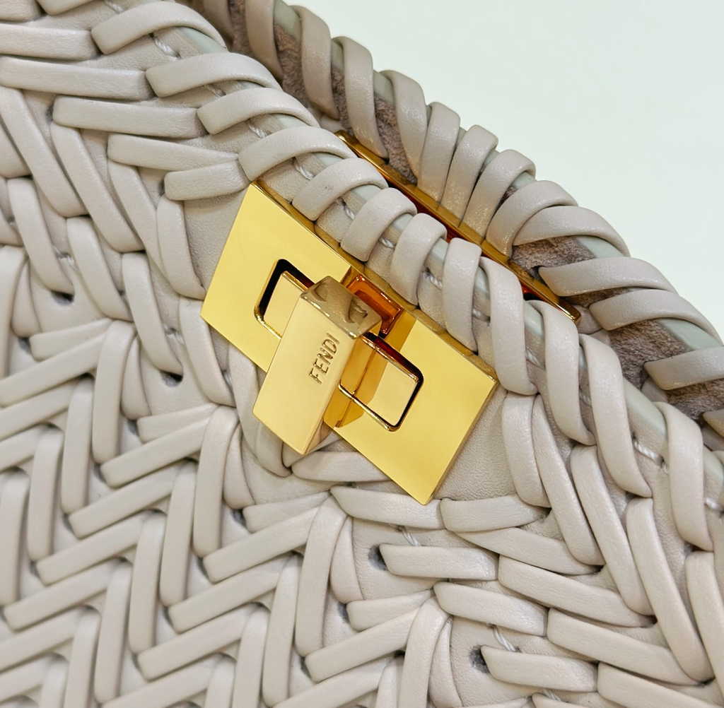Fendi 8BN335 Peekaboo ISeeU Petite Bag Beige Camellia leather - Default Title - View 6
