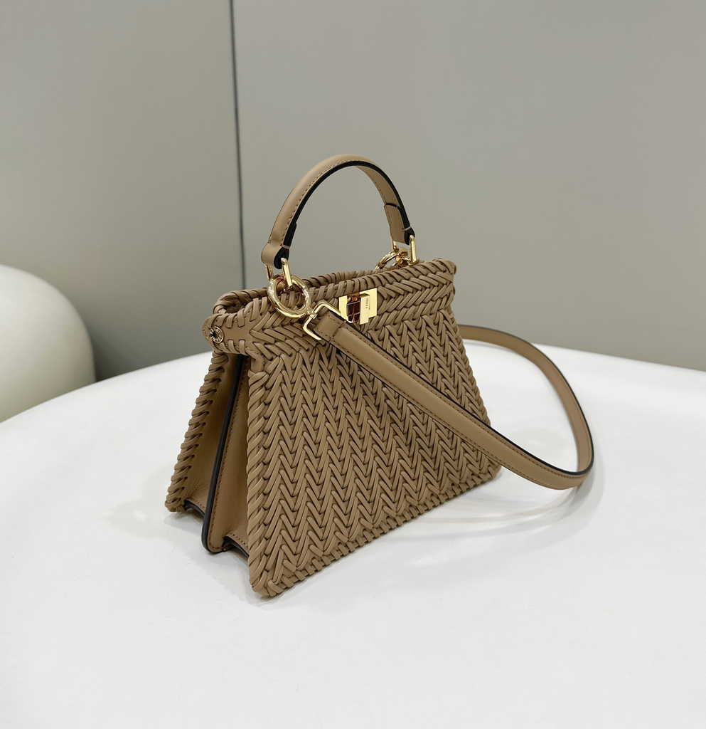 Fendi 8BN335 Peekaboo ISeeU Petite Bag Brown Camellia leather - Default Title - View 3