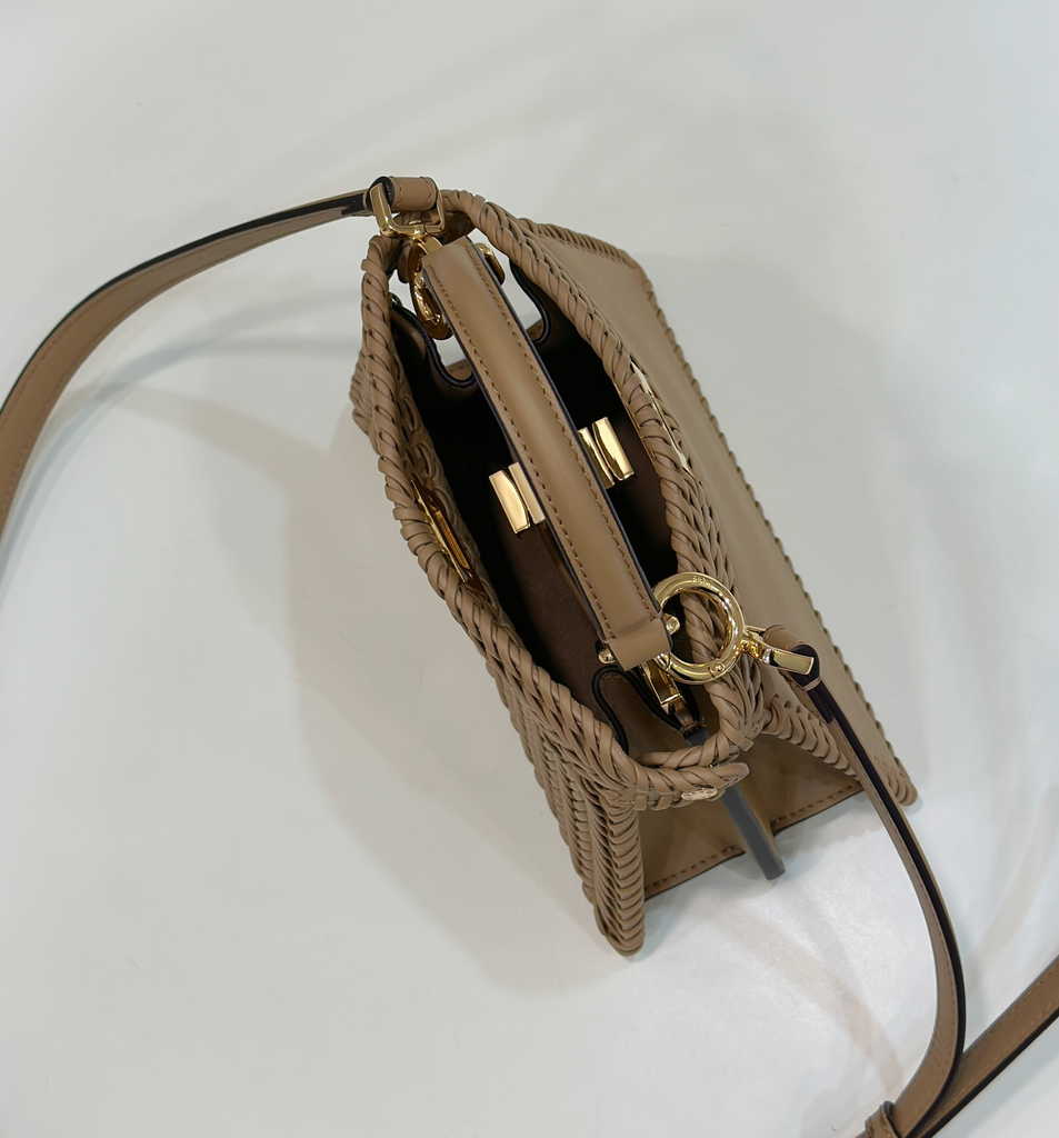 Fendi 8BN335 Peekaboo ISeeU Petite Bag Brown Camellia leather - Default Title - View 9