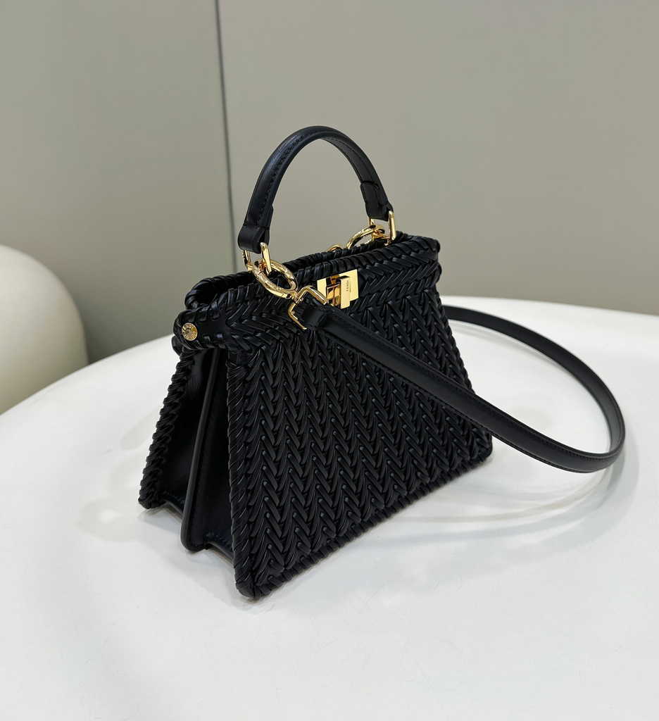 Fendi 8BN335 Peekaboo ISeeU Petite Bag Black Camellia leather - Default Title - View 2