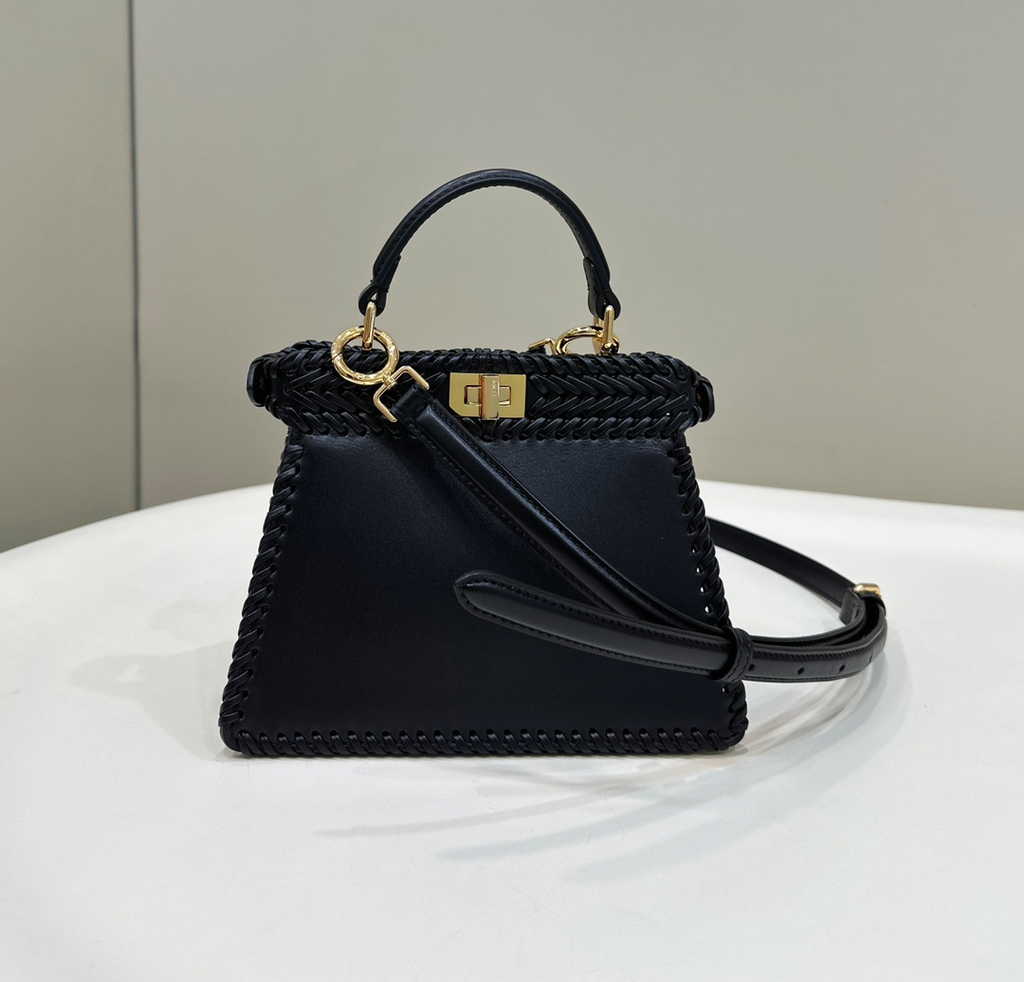 Fendi 8BN335 Peekaboo ISeeU Petite Bag Black Camellia leather - Default Title - View 3