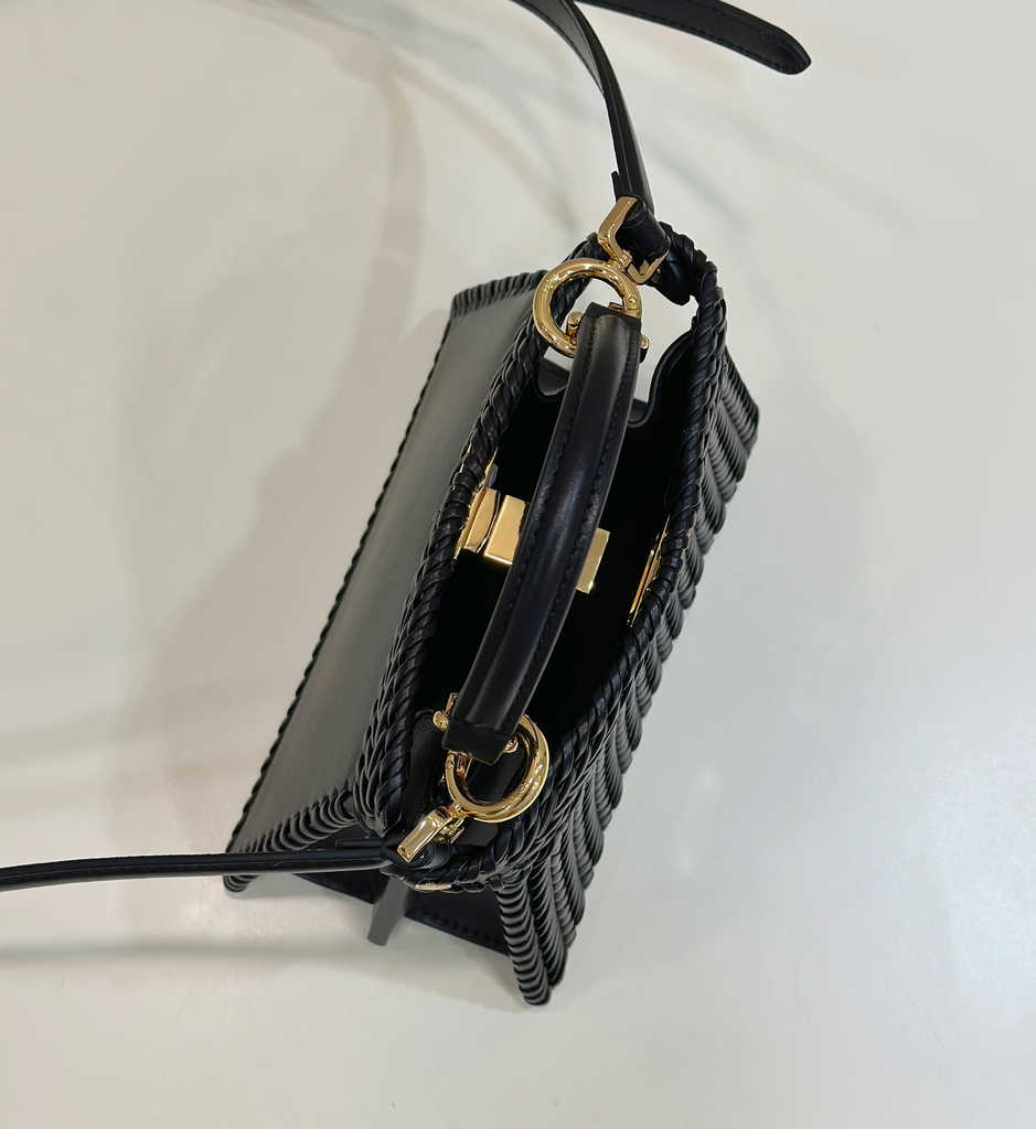 Fendi 8BN335 Peekaboo ISeeU Petite Bag Black Camellia leather - Default Title - View 9