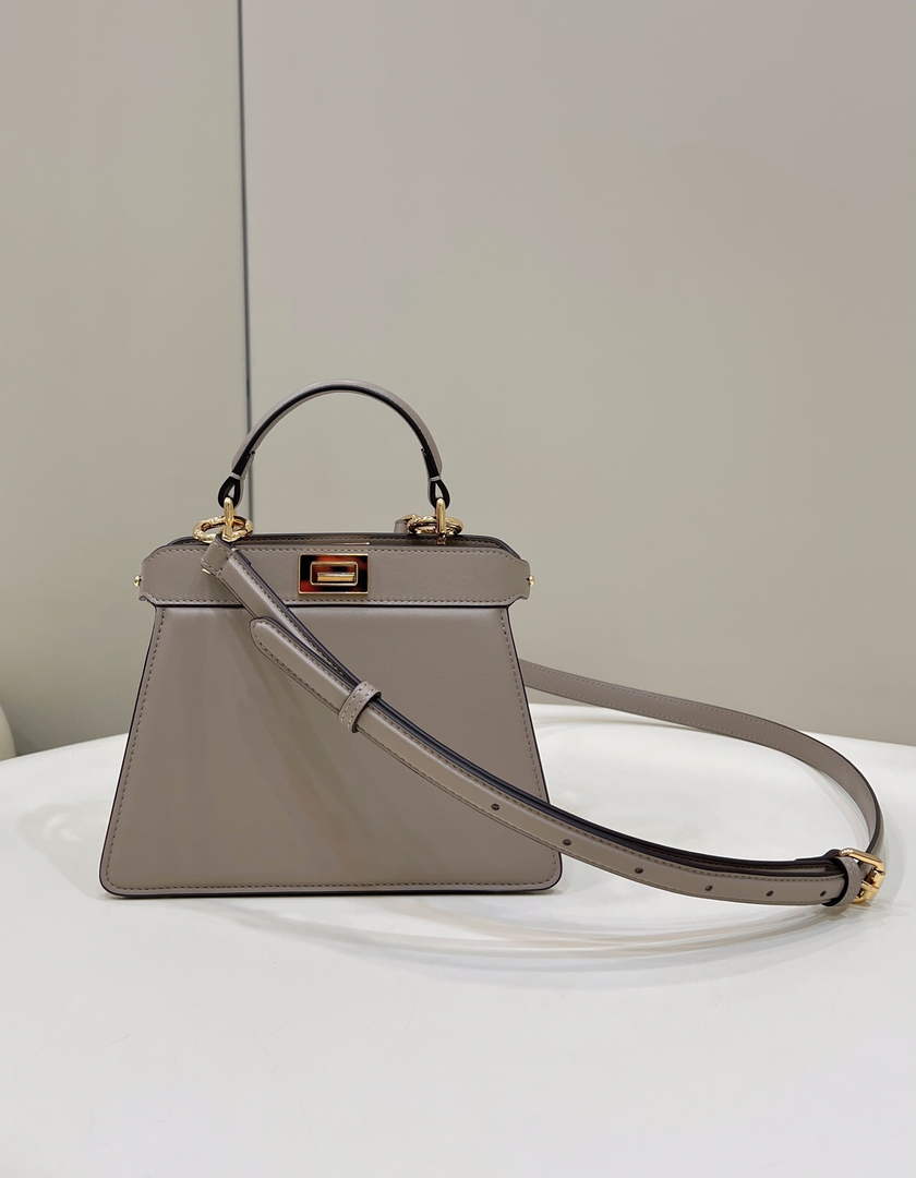 Fendi 8BN335 Peekaboo ISeeU Petite Padded Nappa Leather Bag Gray - Default Title - View 1