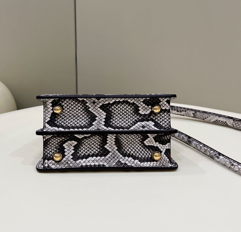 Fendi 8BN335 Peekaboo ISeeU Petite Padded Snake Leather Bag gray - Default Title - View 4