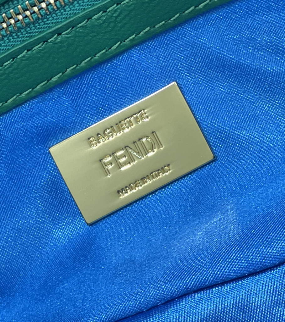 Fendi 8BR600 Baguette Acid green sequin and leather bag - Default Title - View 9