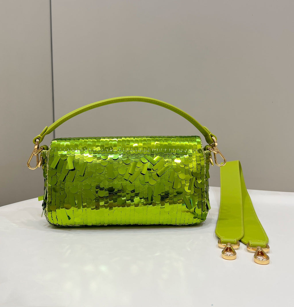 Fendi 8BR600 Baguette Bag embroidered with green sequins - Default Title - View 3