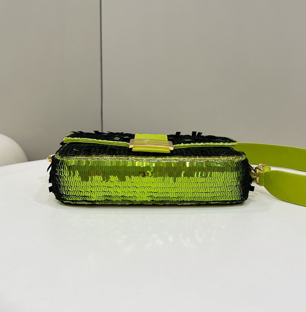 Fendi 8BR600 Baguette Bag embroidered with green sequins - Default Title - View 4