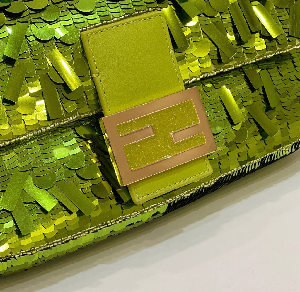 Fendi 8BR600 Baguette Bag embroidered with green sequins - Default Title - View 5