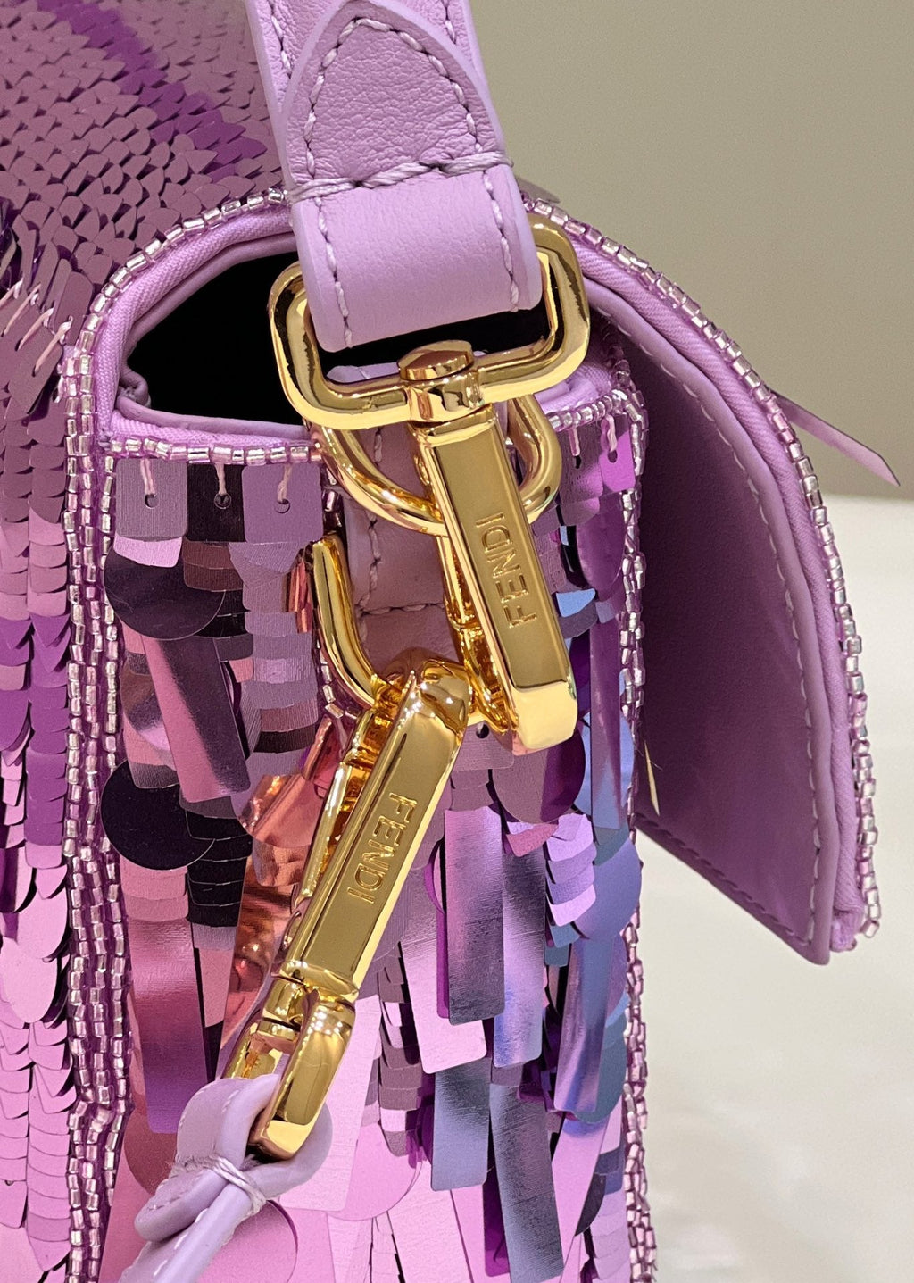 Fendi 8BR600 Baguette Bag embroidered with light purple sequins - Default Title - View 4