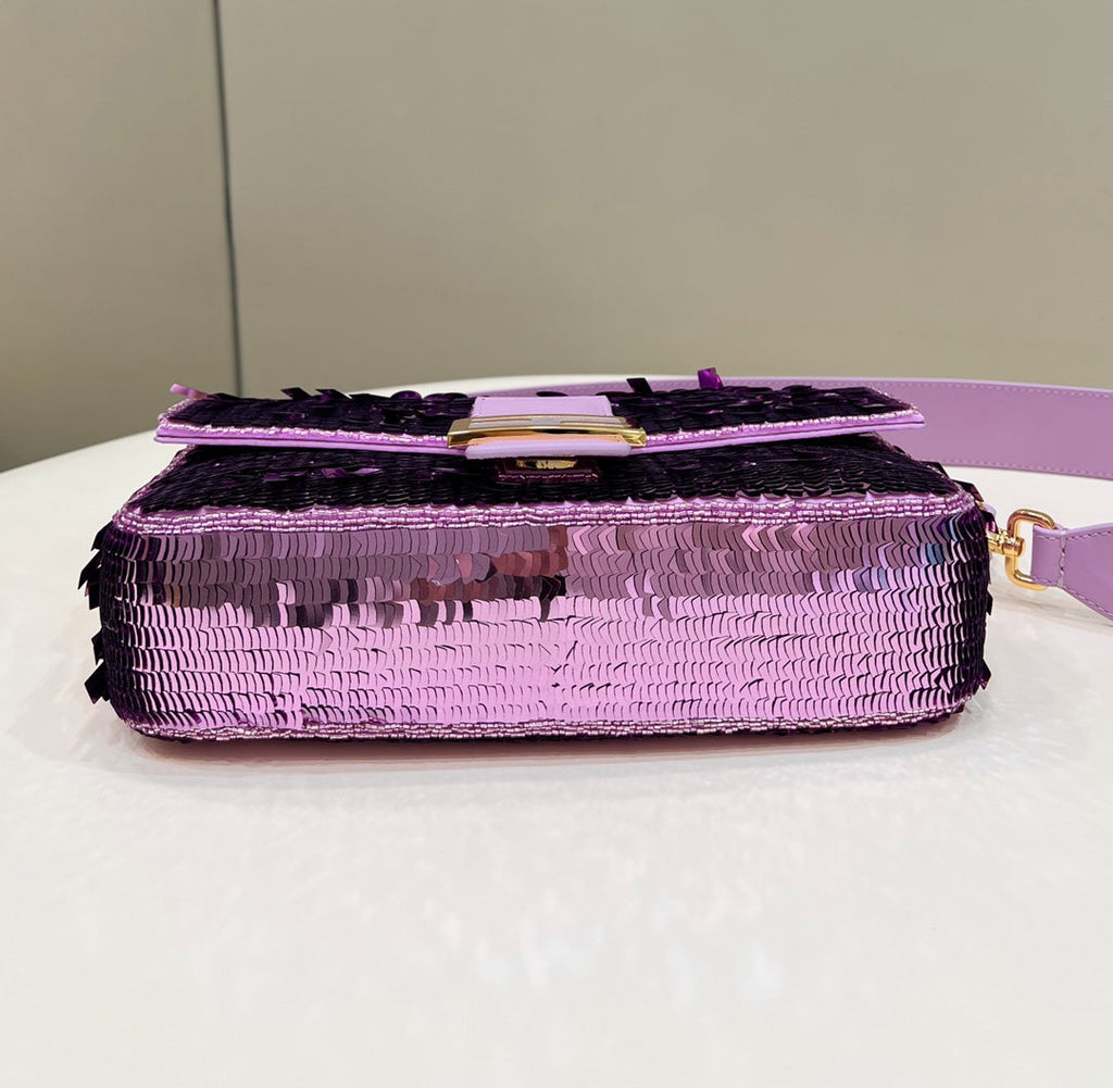 Fendi 8BR600 Baguette Bag embroidered with light purple sequins - Default Title - View 5