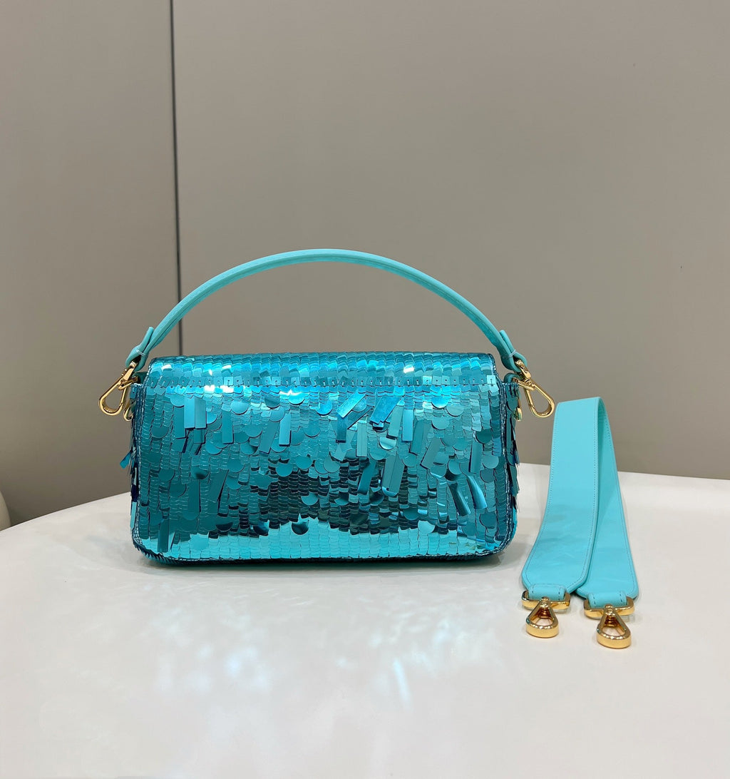 Fendi 8BR600 Baguette Bag embroidered with blue sequins - Default Title - View 2