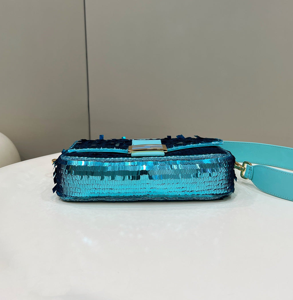 Fendi 8BR600 Baguette Bag embroidered with blue sequins - Default Title - View 4