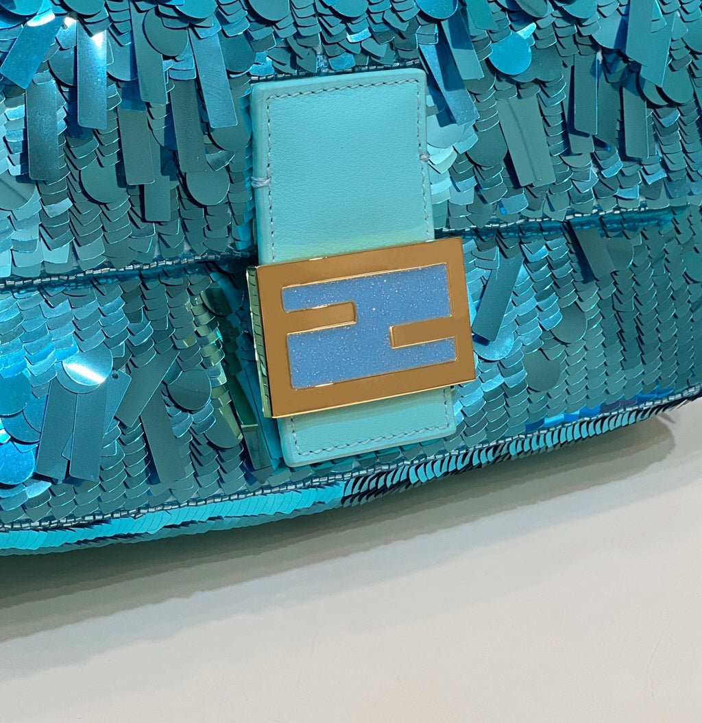 Fendi 8BR600 Baguette Bag embroidered with blue sequins - Default Title - View 5