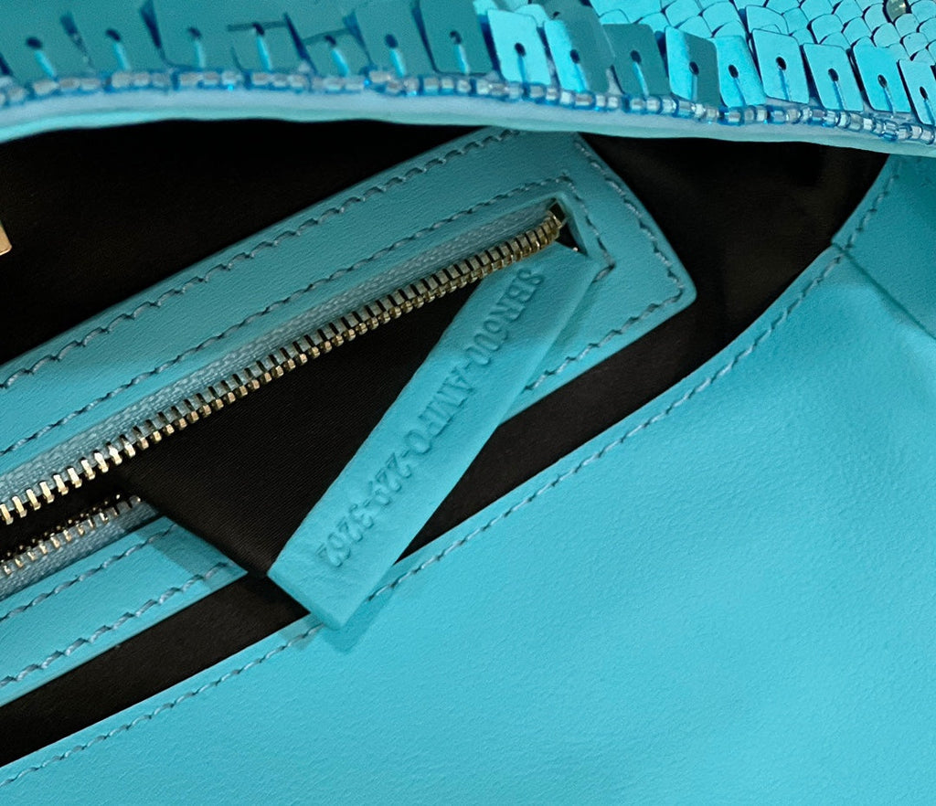 Fendi 8BR600 Baguette Bag embroidered with blue sequins - Default Title - View 8