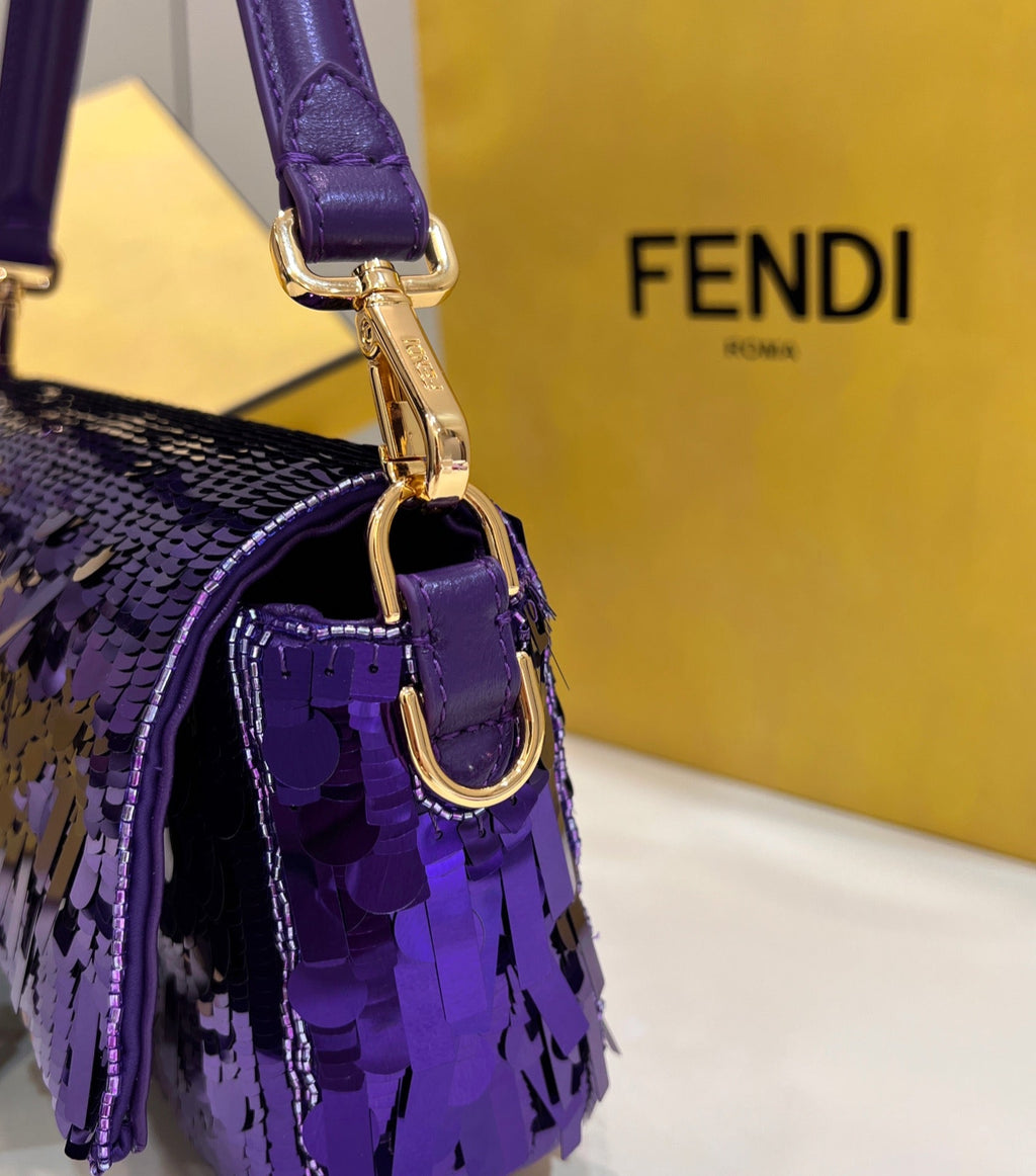 Fendi 8BR600 Baguette Bag embroidered with purple sequins - Default Title - View 3