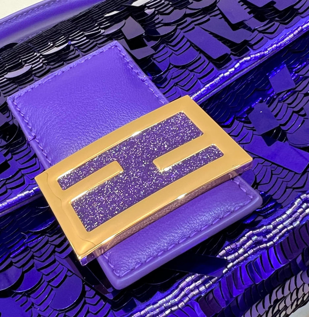 Fendi 8BR600 Baguette Bag embroidered with purple sequins - Default Title - View 4
