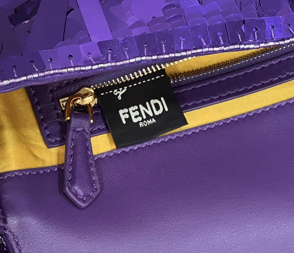 Fendi 8BR600 Baguette Bag embroidered with purple sequins - Default Title - View 7