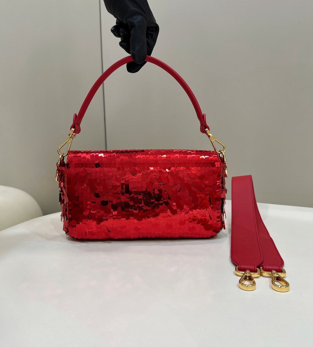 Fendi 8BR600 Baguette Bag embroidered with red sequins - Default Title - View 2