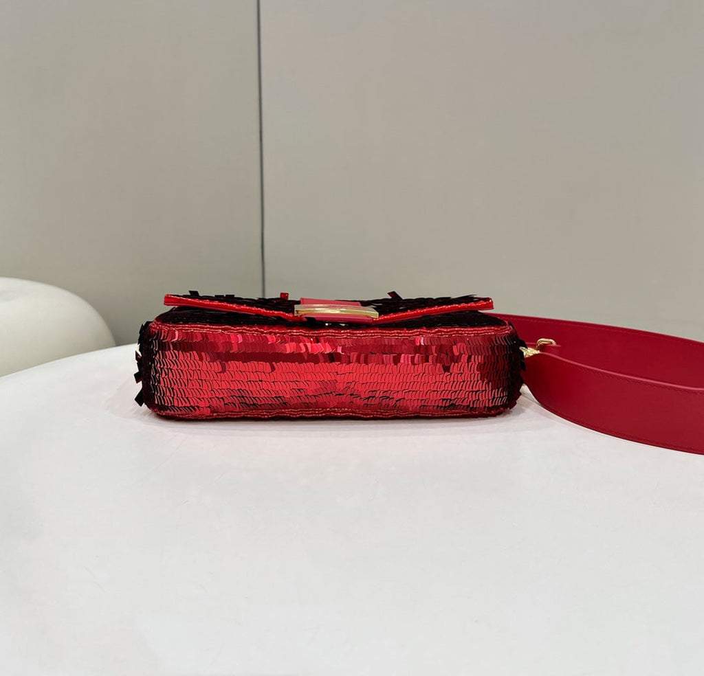 Fendi 8BR600 Baguette Bag embroidered with red sequins - Default Title - View 4
