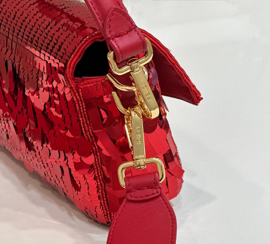 Fendi 8BR600 Baguette Bag embroidered with red sequins - Default Title - View 7