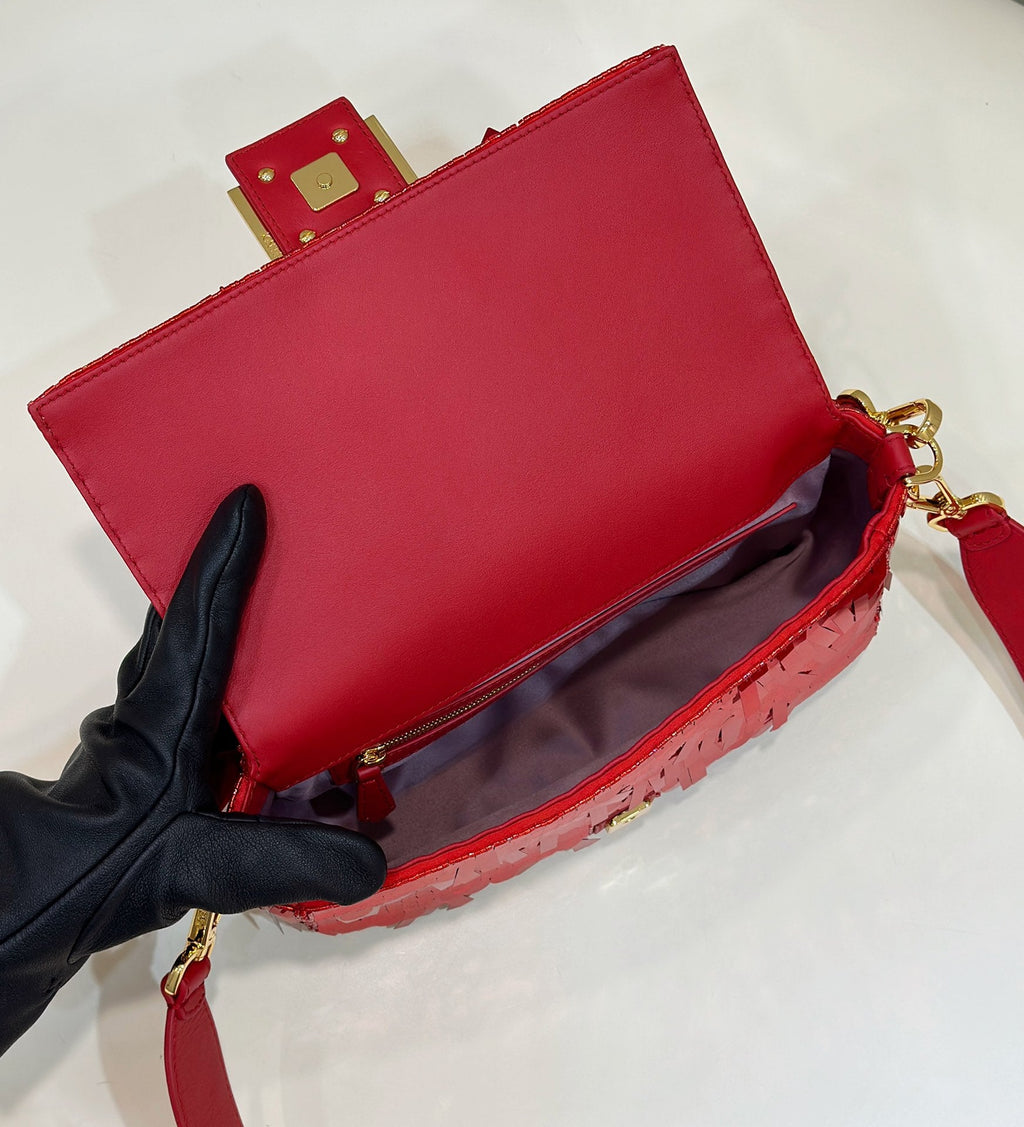 Fendi 8BR600 Baguette Bag embroidered with red sequins - Default Title - View 9