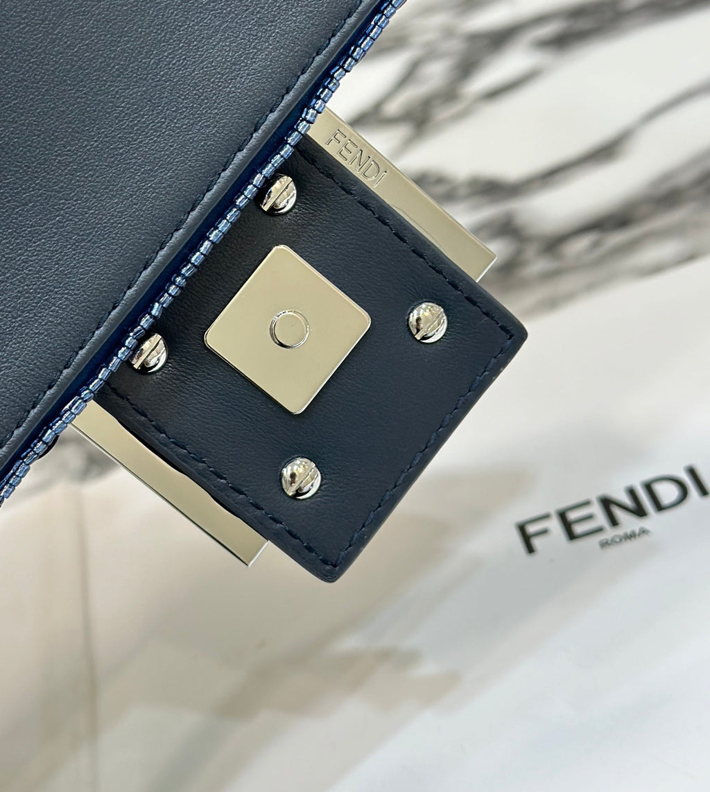 Fendi Baguette Bag 8BR600 Dark and mid blue sequin bag - Default Title - View 6